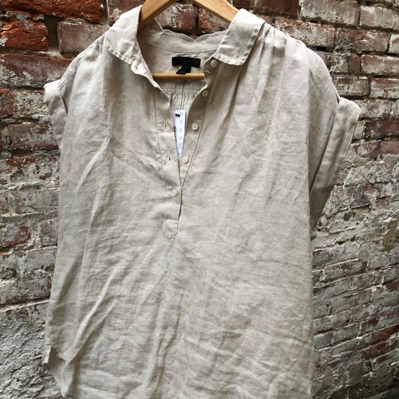 NWT New J. CREW beige cotton blouse shirt M medium - Picture 1 of 6